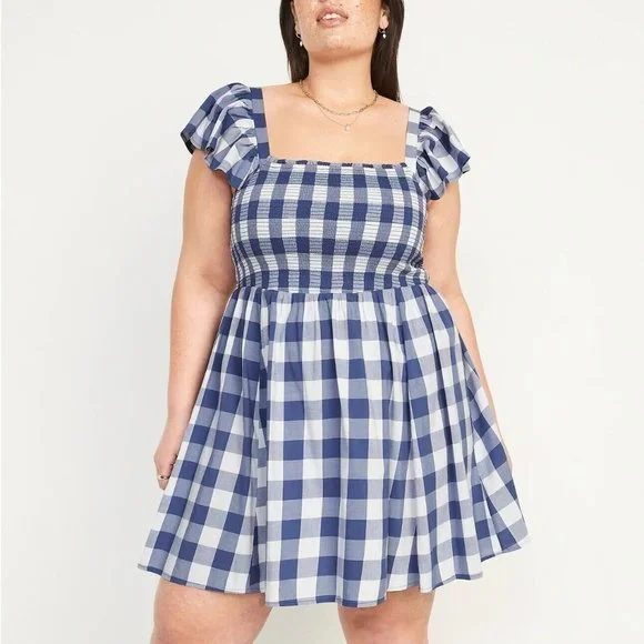 Old Navy | Dresses | Old Navy Smocked Fit Flare Mini Dress Plus Size 4x Flutter Sleeve Gingham Blue | Poshmark Old Navy | Dresses | Old Navy Smocked Fit Flare Mini Dress Plus Size 4x Flutter Sleeve Gingham Blue | Poshmark